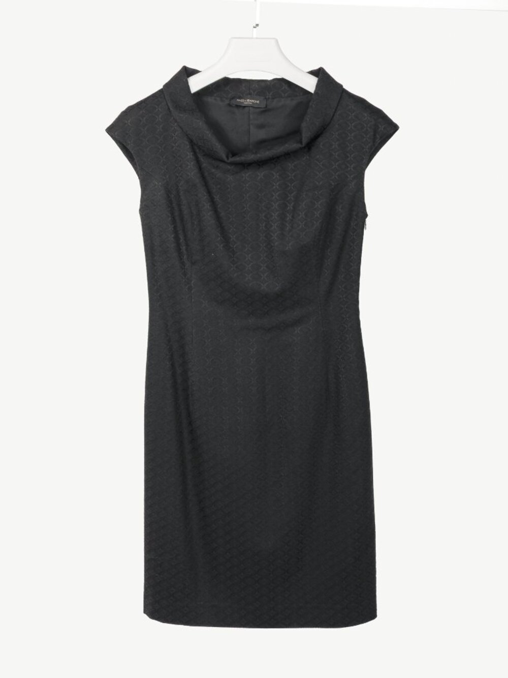 Piazza Sempione Black Geometric-Jacquard Cowl-Neck Dress